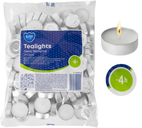 AURA Podgrzewacze Tealights Deko 4h 100 szt. p10-100 AURA Podgrzewacze Tealights Deko 4h 100 szt. p10-100