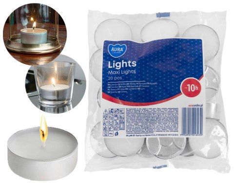 AURA Świece Lights Maxi 10h 20 szt. p40-20 AURA Świece Lights Maxi 10h 20 szt. p40-20