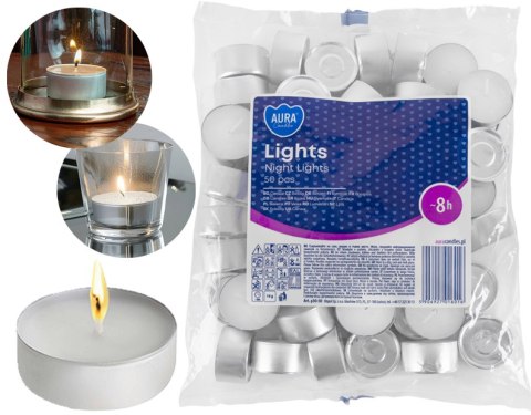 AURA Świece Lights Night 8h 50 szt. p30-50 AURA Świece Lights Night 8h 50 szt. p30-50