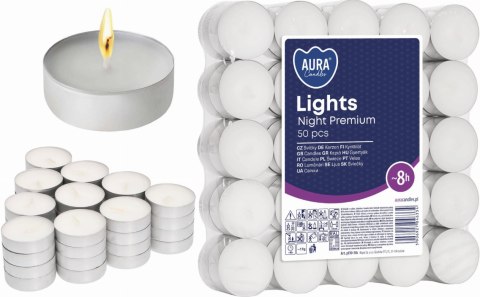 AURA Świece Lights Night Premium 8h 50 szt. pf30-50s AURA Świece Lights Night Premium 8h 50 szt. pf30-50s