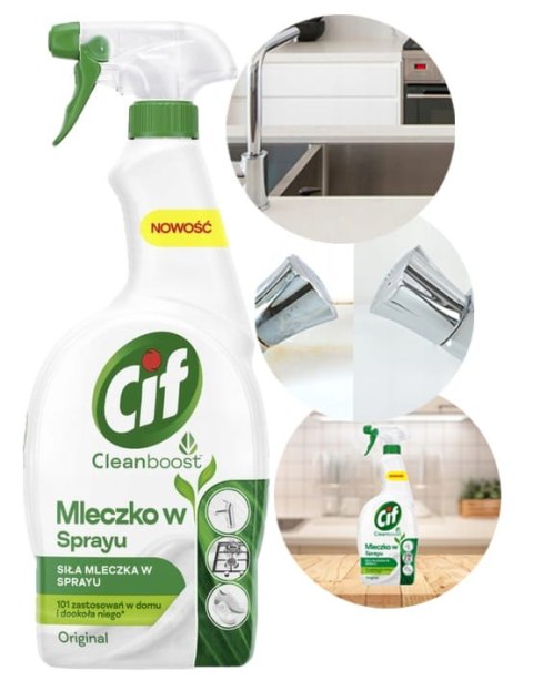 CIF Cleanboost Mleczko W Sprayu Do Czyszczenia 750ml CIF Cleanboost Mleczko W Sprayu Do Czyszczenia 750ml