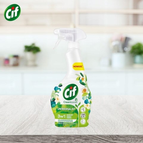 CIF Cleanboost Uniwersalny 3w1 Spray Czyszczacy Zielona Herbata i Eukaliptus CIF Cleanboost Uniwersalny 3w1 Spray Czyszczacy Zielona Herbata i Eukaliptus