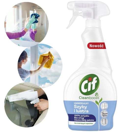 CIF Cleanboost Uniwersalny Płyn Do Szyb i Luster 500ml CIF Cleanboost Uniwersalny Płyn Do Szyb i Luster 500ml