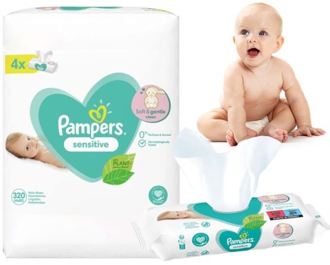 PAMPERS Chusteczki Nawilżane Sensitive 4 x 80 szt. PAMPERS Chusteczki Nawilżane Sensitive 4 x 80 szt.