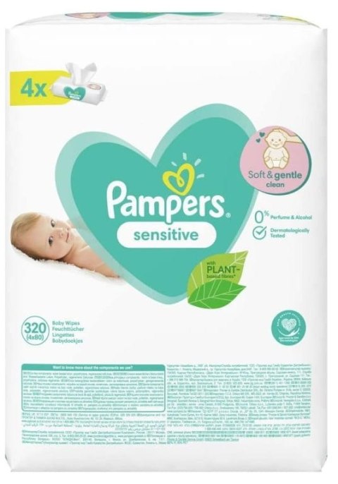 PAMPERS Chusteczki Nawilżane Sensitive 4 x 80 szt. PAMPERS Chusteczki Nawilżane Sensitive 4 x 80 szt.