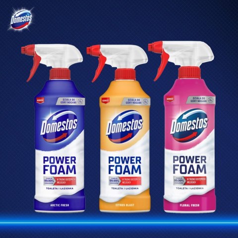Zestaw 3 x Domestos Power Foam Piana Do Mycia Toalety i Łazienki 435ml Zestaw 3 x Domestos Power Foam Piana Do Mycia Toalety i Łazienki 435ml
