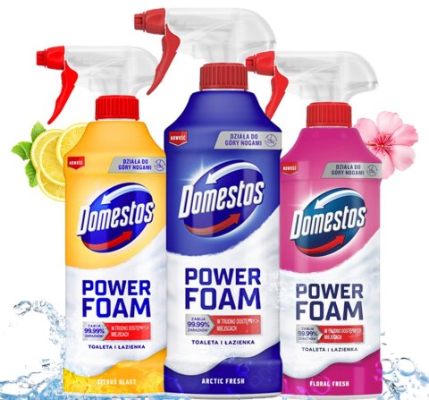 Zestaw 3 x Domestos Power Foam Piana Do Mycia Toalety i Łazienki 435ml Zestaw 3 x Domestos Power Foam Piana Do Mycia Toalety i Łazienki 435ml