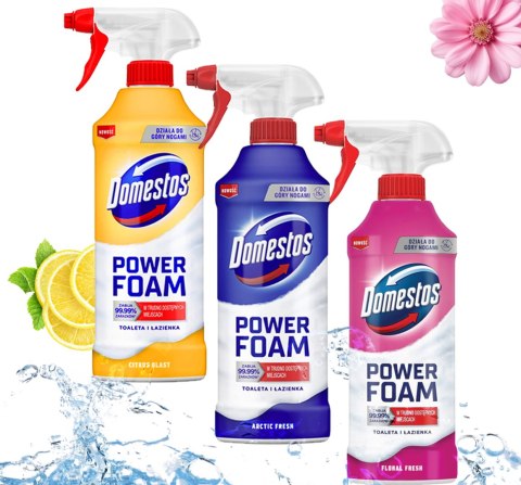 Zestaw 3 x Domestos Power Foam Piana Do Mycia Toalety i Łazienki 435ml Zestaw 3 x Domestos Power Foam Piana Do Mycia Toalety i Łazienki 435ml