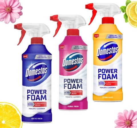 Zestaw 3 x Domestos Power Foam Piana Do Mycia Toalety i Łazienki 435ml Zestaw 3 x Domestos Power Foam Piana Do Mycia Toalety i Łazienki 435ml