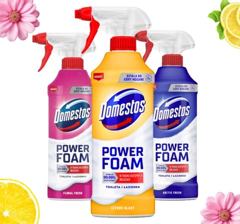 Zestaw 3 x Domestos Power Foam Piana Do Mycia Toalety i Łazienki 435ml Zestaw 3 x Domestos Power Foam Piana Do Mycia Toalety i Łazienki 435ml