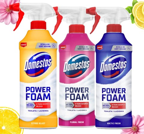 Zestaw 3 x Domestos Power Foam Piana Do Mycia Toalety i Łazienki 435ml Zestaw 3 x Domestos Power Foam Piana Do Mycia Toalety i Łazienki 435ml