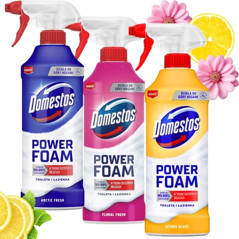 Zestaw 3 x Domestos Power Foam Piana Do Mycia Toalety i Łazienki 435ml Zestaw 3 x Domestos Power Foam Piana Do Mycia Toalety i Łazienki 435ml