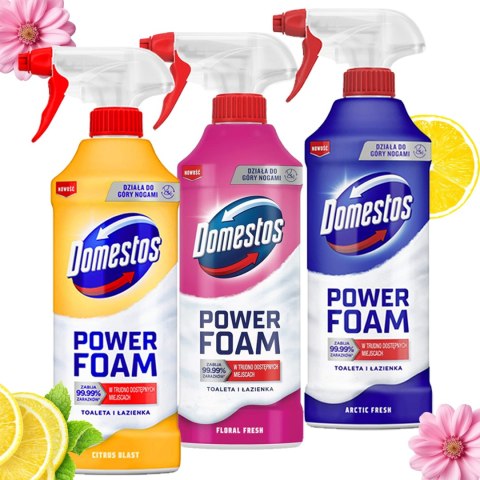Zestaw 3 x Domestos Power Foam Piana Do Mycia Toalety i Łazienki 435ml Zestaw 3 x Domestos Power Foam Piana Do Mycia Toalety i Łazienki 435ml