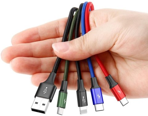 KABEL 4w1 USB-A / Lighting iPhone 2x USB-C micro-USB Baseus Cafule CA1T4-B01 1.2m 3.5A W OPLOCIE KABEL 4w1 USB-A / Lighting iPhone 2x USB-C micro-USB Baseus Cafule CA1T4-B01 1.2m 3.5A W OPLOCIE