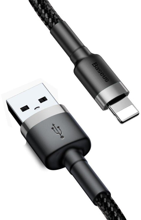 KABEL USB-A / Lightning iPhone Baseus Cafule CALKLF-BG1 100cm Apple 2.4A CZARNO-SZARY W OPLOCIE KABEL USB-A / Lightning iPhone Baseus Cafule CALKLF-BG1 100cm Apple 2.4A CZARNO-SZARY W OPLOCIE