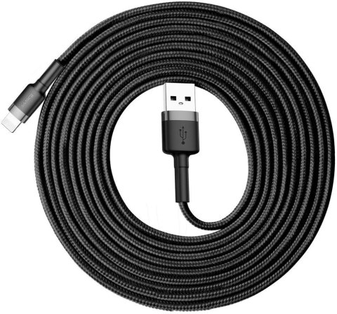 KABEL USB-A / Lightning iPhone Baseus Cafule CALKLF-RG1 300cm Apple 2A CZARNO-SZARY W OPLOCIE KABEL USB-A / Lightning iPhone Baseus Cafule CALKLF-RG1 300cm Apple 2A CZARNO-SZARY W OPLOCIE