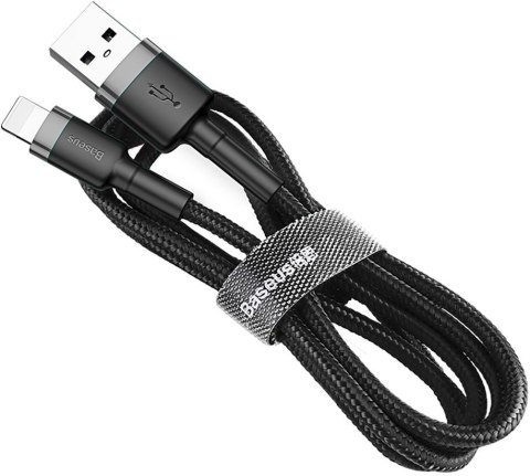 KABEL USB-A / Lightning iPhone Baseus Cafule CALKLF-RG1 300cm Apple 2A CZARNO-SZARY W OPLOCIE KABEL USB-A / Lightning iPhone Baseus Cafule CALKLF-RG1 300cm Apple 2A CZARNO-SZARY W OPLOCIE