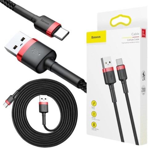 KABEL USB-A / USB-C Baseus Cafule CATKLF-C91 200cm 2A QC 3.0 CZARNO-CZERWONY W OPLOCIE KABEL USB-A / USB-C Baseus Cafule CATKLF-C91 200cm 2A QC 3.0 CZARNO-CZERWONY W OPLOCIE