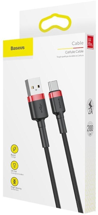 KABEL USB-A / USB-C Baseus Cafule CATKLF-C91 200cm 2A QC 3.0 CZARNO-CZERWONY W OPLOCIE KABEL USB-A / USB-C Baseus Cafule CATKLF-C91 200cm 2A QC 3.0 CZARNO-CZERWONY W OPLOCIE