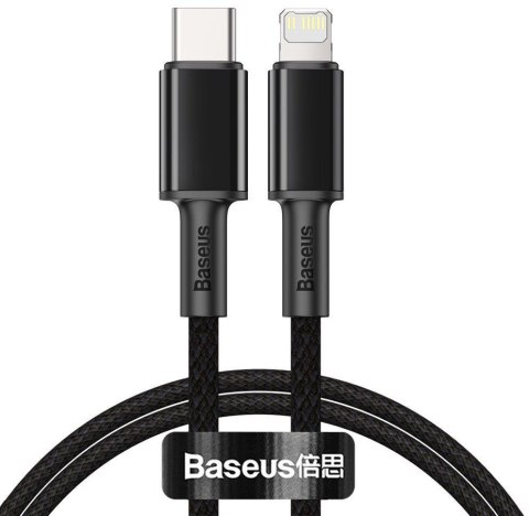 KABEL USB-C / Lightning iPhone Baseus Cafule CATLGD-01 1m 20W PD Quick Charging CZARNY W OPLOCIE KABEL USB-C / Lightning iPhone Baseus Cafule CATLGD-01 1m 20W PD Quick Charging CZARNY W OPLOCIE