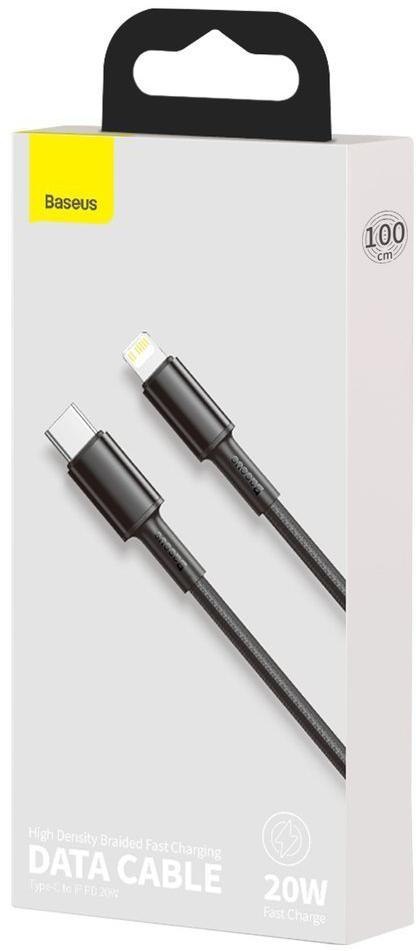 KABEL USB-C / Lightning iPhone Baseus Cafule CATLGD-01 1m 20W PD Quick Charging CZARNY W OPLOCIE KABEL USB-C / Lightning iPhone Baseus Cafule CATLGD-01 1m 20W PD Quick Charging CZARNY W OPLOCIE
