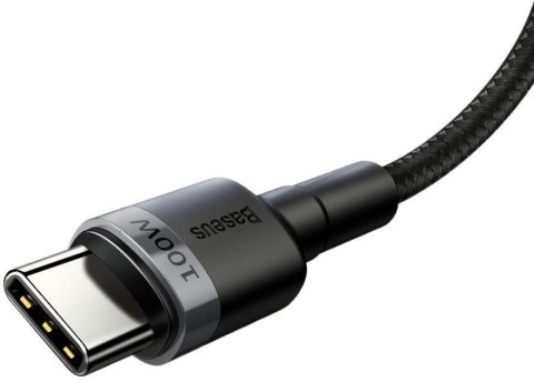 KABEL USB-C / USB-C Baseus Cafule CATKLF-ALG1 200cm 100W 5A PD 2.0 QC 3.0 CZARNO-SZARY W OPLOCIE KABEL USB-C / USB-C Baseus Cafule CATKLF-ALG1 200cm 100W 5A PD 2.0 QC 3.0 CZARNO-SZARY W OPLOCIE