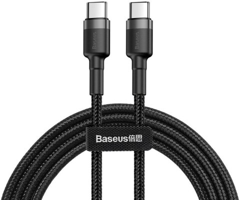 KABEL USB-C / USB-C Baseus Cafule CATKLF-HG1 200cm 60W 3A PD 2.0 QC 3.0 CZARNO-SZARY W OPLOCIE KABEL USB-C / USB-C Baseus Cafule CATKLF-HG1 200cm 60W 3A PD 2.0 QC 3.0 CZARNO-SZARY W OPLOCIE