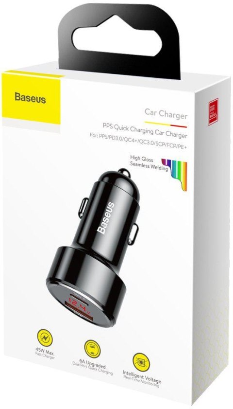 ŁADOWARKA SAMOCHODOWA Baseus Magic CCMLC20C-01 45W 6A 1x USB-A 1x USB-C QC 3.0 ŁADOWARKA SAMOCHODOWA Baseus Magic CCMLC20C-01 45W 6A 1x USB-A 1x USB-C QC 3.0
