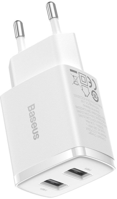 ŁADOWARKA SIECIOWA Baseus Compact Charger CCXJ010202 10.5W 2x USB-A BIAŁA ŁADOWARKA SIECIOWA Baseus Compact Charger CCXJ010202 10.5W 2x USB-A BIAŁA