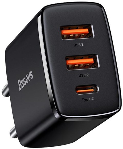ŁADOWARKA SIECIOWA Baseus Compact Quick Charger CCXJ-E01 30W 2x USB-A 1x USB-C PD 3.0 QC 3.0 CZARNA ŁADOWARKA SIECIOWA Baseus Compact Quick Charger CCXJ-E01 30W 2x USB-A 1x USB-C PD 3.0 QC 3.0 CZARNA