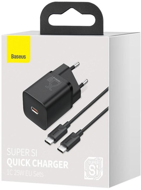 ŁADOWARKA SIECIOWA Baseus Super Si Quick Charger 1C TZCCSUP-L01 25W 1x USB-C PD 3.0 QC 3.0 + KABEL ŁADOWARKA SIECIOWA Baseus Super Si Quick Charger 1C TZCCSUP-L01 25W 1x USB-C PD 3.0 QC 3.0 + KABEL