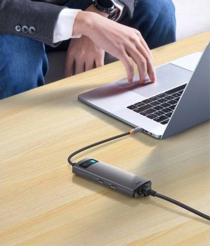 Replikator - Baseus Metal Gleam Series 7w1 , USB-C do 3x UB 3.0 + 2x HDMI +S USB-C PD + Ethernet RJ45 Replikator - Baseus Metal Gleam Series 7w1 , USB-C do 3x UB 3.0 + 2x HDMI +S USB-C PD + Ethernet RJ45