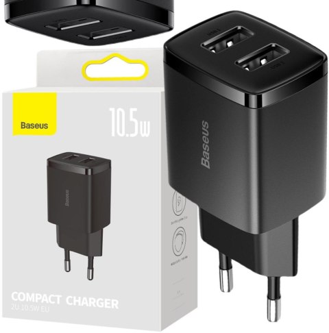 ŁADOWARKA SIECIOWA Baseus Compact Charger CCXJ010201 10.5W 2x USB-A CZARNA ŁADOWARKA SIECIOWA Baseus Compact Charger CCXJ010201 10.5W 2x USB-A CZARNA
