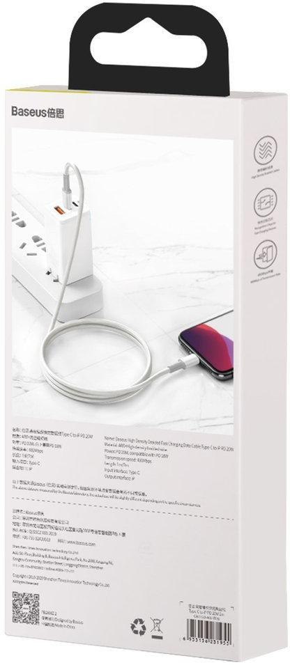 KABEL USB-C / Lightning iPhone Baseus Cafule CATLGD-02 1m 20W PD Quick Charging BIAŁY W OPLOCIE KABEL USB-C / Lightning iPhone Baseus Cafule CATLGD-02 1m 20W PD Quick Charging BIAŁY W OPLOCIE