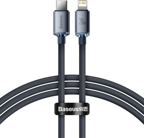KABEL USB-C / Lightning iPhone Baseus Crystal CAJY000201 1.2m 20W PD Quick Charging CZARNY W OPLOCIE PREMIUM KABEL USB-C / Lightning iPhone Baseus Crystal CAJY000201 1.2m 20W PD Quick Charging CZARNY W OPLOCIE PREMIUM