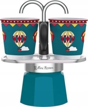 Akcesoria - Bialetti Winter Wonderland Set mini expres 2 kubki turkusowy BIALETTI Akcesoria - Bialetti Winter Wonderland Set mini expres 2 kubki turkusowy BIALETTI
