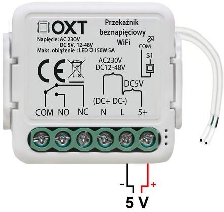 Moduł OXT mini przekaźnik beznapięciowy AC 230V DC 5V 12-48V WiFi TUYA Moduł OXT mini przekaźnik beznapięciowy AC 230V DC 5V 12-48V WiFi TUYA