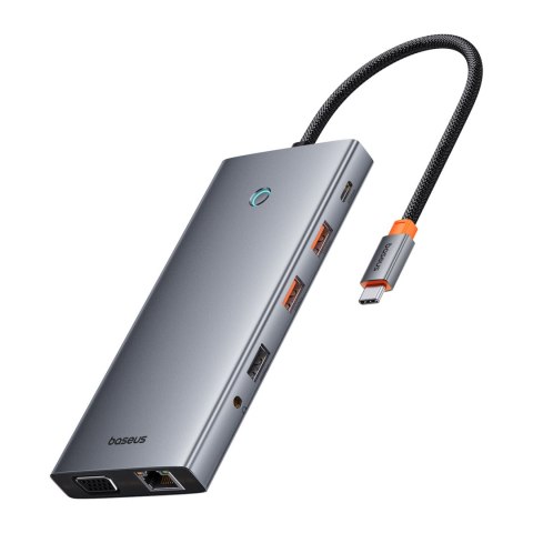 13w1 HUB adapter PortalJoy Series USB-C HDMI DP VGA USB-A PD RJ45 SD TF AUX - szary 13w1 HUB adapter PortalJoy Series USB-C HDMI DP VGA USB-A PD RJ45 SD TF AUX - szary