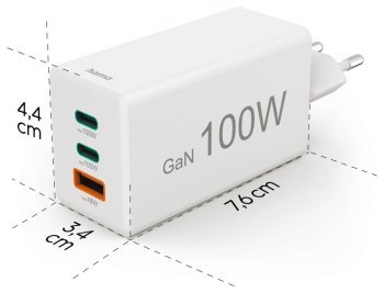 Hama Mini 100W GaN PD/QC 2x USB-C, 1x USB-A biała Hama Mini 100W GaN PD/QC 2x USB-C, 1x USB-A biała