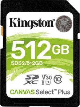 Kingston SDXC Canvas Select Plus 512GB 100R Class 10 UHS-I