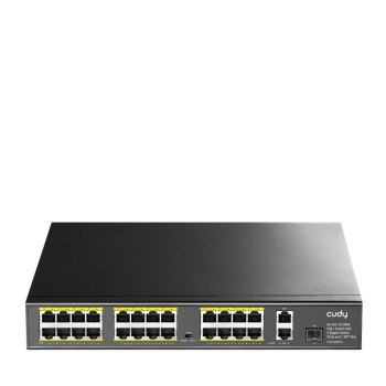 Switch CUDY FS1026PS1 24-Port 10/100M PoE+ 300W 2xGbE 1xSFP Switch CUDY FS1026PS1 24-Port 10/100M PoE+ 300W 2xGbE 1xSFP
