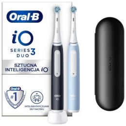 Szczoteczki - Oral-B iO 3 Matt Black/Ice Blue czarny/błękitny zestaw Oral-B