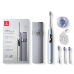 Szczoteczki - Zestaw szczoteczek sonicznych Oclean X Pro Digital Set (srebrny) Oclean