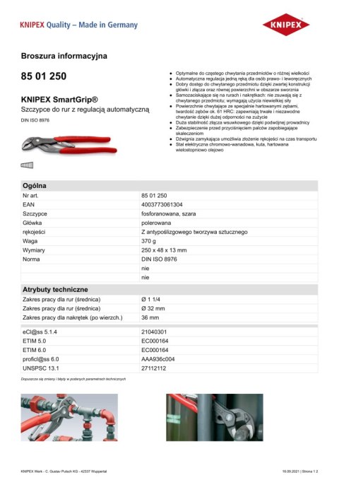 SZCZYPCE DO RUR SMARTGRIP 250MM SZCZYPCE DO RUR SMARTGRIP 250MM