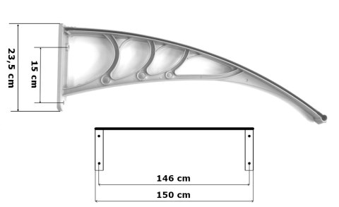 Daszek plastikowy Eko 80x150cm - brązowy Daszek plastikowy Eko 80x150cm - brązowy