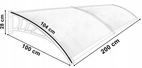 Daszek plastikowy MAKO DUO 100x200cm - czarny Daszek plastikowy MAKO DUO 100x200cm - czarny