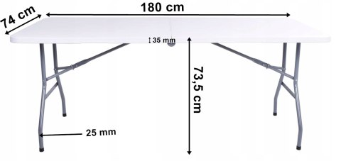 Stół cateringowy FETA WHITE składany w walizkę 180 cm biały Stół cateringowy FETA WHITE składany w walizkę 180 cm biały