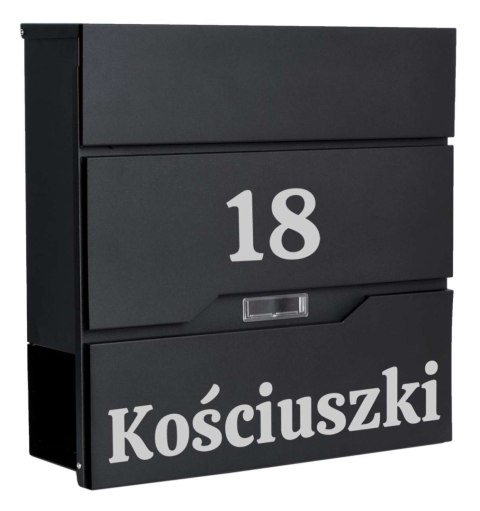 Skrzynka pocztowa na listy Vidar czarna z napisami Skrzynka pocztowa na listy Vidar czarna z napisami