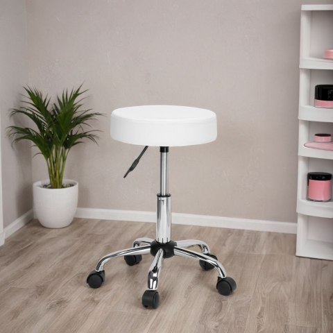 Taboret fryzjerski kosmetyczny TULSA biały Taboret fryzjerski kosmetyczny TULSA biały