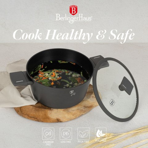 GARNEK TYTANOWY Z POKRYWĄ 28cm BERLINGER HAUS BH-8132 ANTRACIT GARNEK TYTANOWY Z POKRYWĄ 28cm BERLINGER HAUS BH-8132 ANTRACIT
